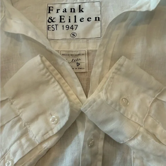 Frank & Eileen ‘Eileen’ Linen White Button-Up Shirt - Picture 5 of 5